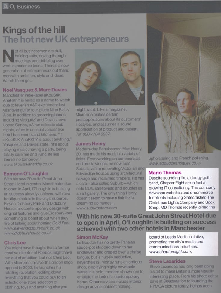 A scan of the Arena magazine supplement featuring the finalists of the Arena O2 X Club Awards A scan of the Arena magazine supplement featuring the finalists of the Arena O2 X Club Awards