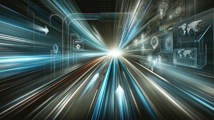 Dynamic image representing acceleration and continuous innovation during the pandemic, featuring a sleek, modern road with motion blur effects to convey speed and forward movement. Subtle elements like arrows, data streams, and hints of missing or fragmented maps and signs indicating 'unknown' or 'no plan' emphasise the theme of navigating without a clear map or plan. (Image generated by ChatGPT 4o) Dynamic image representing acceleration and continuous innovation during the pandemic, featuring a sleek, modern road with motion blur effects to convey speed and forward movement. Subtle elements like arrows, data streams, and hints of missing or fragmented maps and signs indicating 'unknown' or 'no plan' emphasise the theme of navigating without a clear map or plan. (Image generated by ChatGPT 4o)