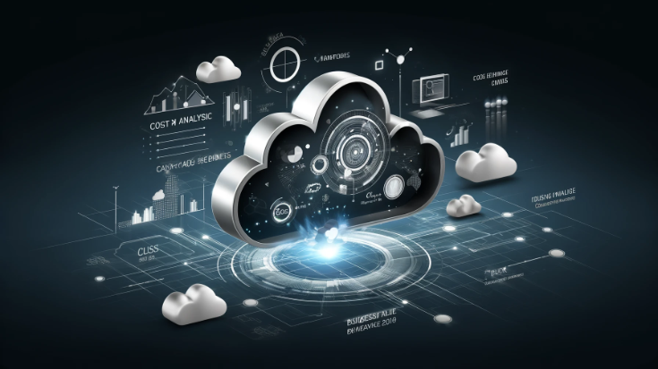 Sleek, modern visual representing cloud migration, featuring cloud icons, data streams, and abstract representations of cost analysis and business value benefits. The design conveys the sophistication and strategic considerations involved in cloud technology.(Image generated by ChatGPT 4o) Sleek, modern visual representing cloud migration, featuring cloud icons, data streams, and abstract representations of cost analysis and business value benefits. The design conveys the sophistication and strategic considerations involved in cloud technology.(Image generated by ChatGPT 4o)
